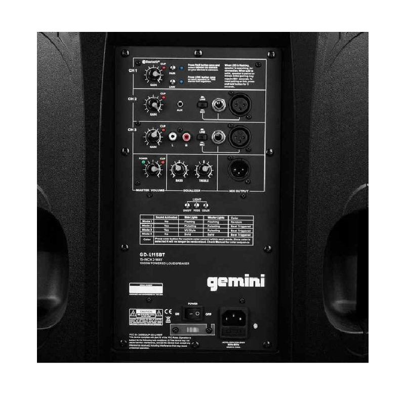 Gemini GD-L115BT PA Speakers